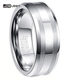 Men's 8mm Tungsten Carbide Ring Wedding Band Beveled Edge Size 6-14