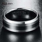 Men's 8mm Tungsten Carbide Ring Wedding Band Beveled Edge Size 6-14