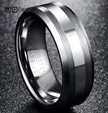 Men's 8mm Tungsten Carbide Ring Wedding Band Beveled Edge Size 6-14