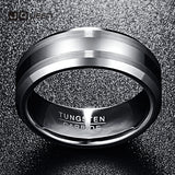 Men's 8mm Tungsten Carbide Ring Wedding Band Beveled Edge Size 6-14