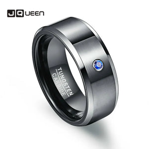 Men's 8mm Tungsten Carbide Ring Brushed CZ Wedding Band Size 7-12