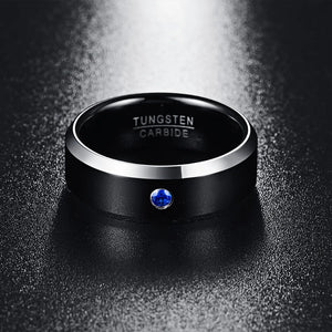 Men's 8mm Tungsten Carbide Ring Brushed CZ Wedding Band Size 7-12