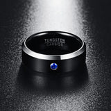 Men's 8mm Tungsten Carbide Ring Brushed CZ Wedding Band Size 7-12