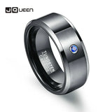 Men's 8mm Tungsten Carbide Ring Brushed CZ Wedding Band Size 7-12