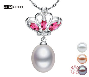 Natural Pearl Pendant S925 Silver Crown Freshwater Pearl Necklace