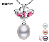 Natural Pearl Pendant S925 Silver Crown Freshwater Pearl Necklace