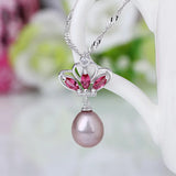 Natural Pearl Pendant S925 Silver Crown Freshwater Pearl Necklace