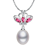 Natural Pearl Pendant S925 Silver Crown Freshwater Pearl Necklace