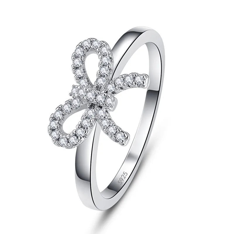 Arrival Bowknot Silver Ring Romantic Style Wedding Party Accessories
