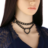 Peach Heart Chain Collar Necklace Leather Love Collar Neck Chain