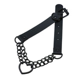 Peach Heart Chain Collar Necklace Leather Love Collar Neck Chain