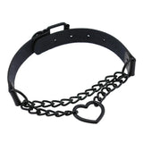 Peach Heart Chain Collar Necklace Leather Love Collar Neck Chain