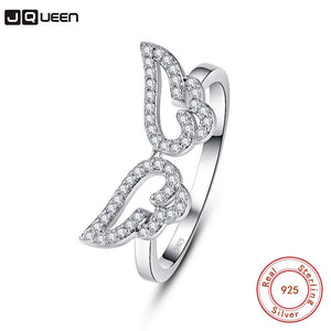 Silver Sparkling Ring Romantic CZ Angel Wings Finger Ring For Women
