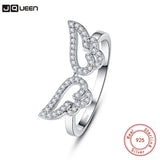 Silver Sparkling Ring Romantic CZ Angel Wings Finger Ring For Women