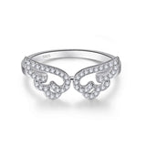 Silver Sparkling Ring Romantic CZ Angel Wings Finger Ring For Women