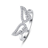 Silver Sparkling Ring Romantic CZ Angel Wings Finger Ring For Women