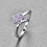Purple Crystal Rose Flower Female Finger Rings For Women Wedding Jewelry