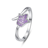 Purple Crystal Rose Flower Female Finger Rings For Women Wedding Jewelry