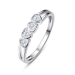 Romantic Silver Heart CZ Rings For Women Wedding Engagement Jewelry