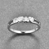 Romantic Silver Heart CZ Rings For Women Wedding Engagement Jewelry