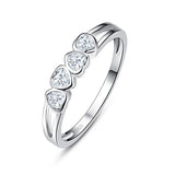 Romantic Silver Heart CZ Rings For Women Wedding Engagement Jewelry