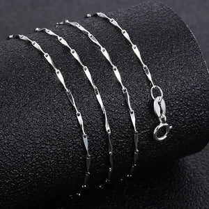 S925 Silver Melon Seed Water Wave Chain Necklace Jewelry