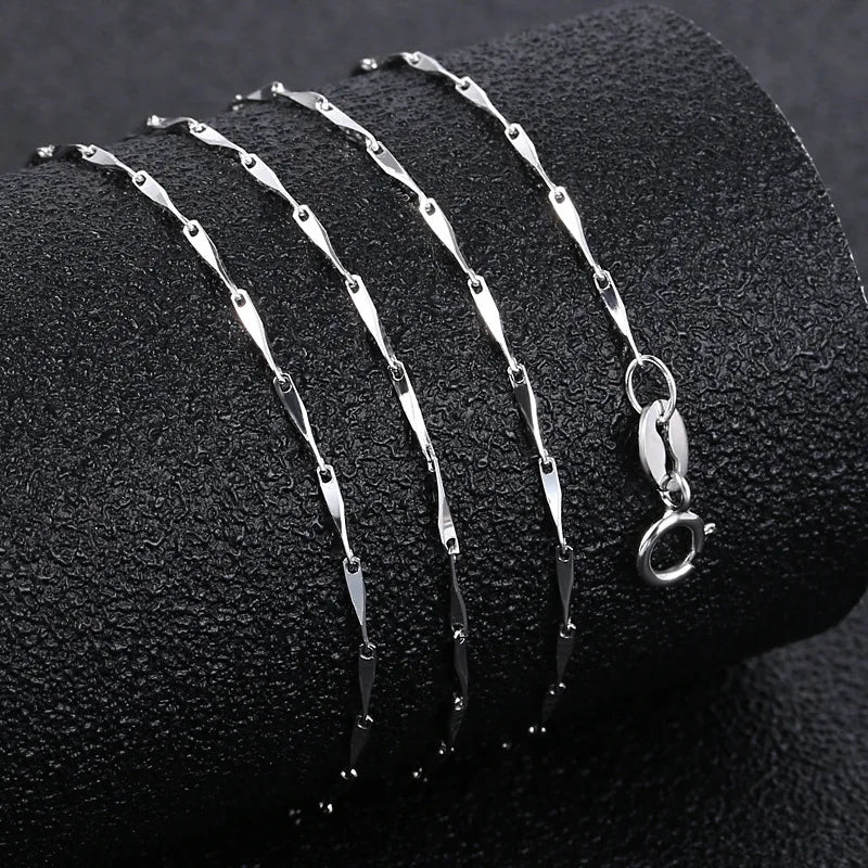 S925 Silver Melon Seed Water Wave Chain Necklace Jewelry
