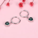 S925 Silver Emerald Heart Diamond Earrings Women Jewelry
