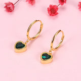 S925 Silver Emerald Heart Diamond Earrings Women Jewelry