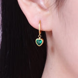 S925 Silver Emerald Heart Diamond Earrings Women Jewelry