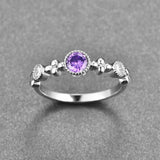 Silver Engagement Ring with Purple CZ - Wedding Party Jewelry