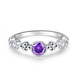 Silver Engagement Ring with Purple CZ - Wedding Party Jewelry