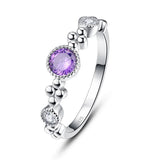 Silver Engagement Ring with Purple CZ - Wedding Party Jewelry