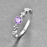 Silver Engagement Ring with Purple CZ - Wedding Party Jewelry
