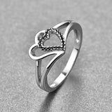 Silver Heart CZ Finger Ring Women Wedding Engagement Jewelry