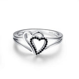 Silver Heart CZ Finger Ring Women Wedding Engagement Jewelry