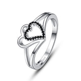 Silver Heart CZ Finger Ring Women Wedding Engagement Jewelry