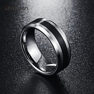 8MM Tungsten Carbide Men's Ring Brushed Finish Beveled Edge Wedding Engagement