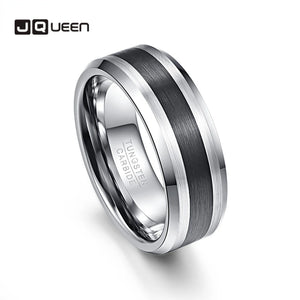 8MM Tungsten Carbide Men's Ring Brushed Finish Beveled Edge Wedding Engagement