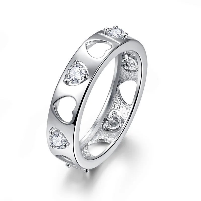 Heart Shaped Crystal Love Ring Wedding Jewelry