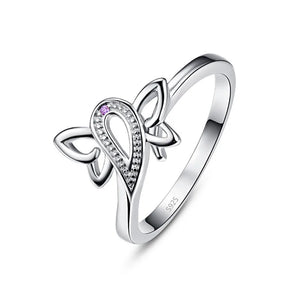 Lovely Silver Butterfly Zircon Ring Wedding Bands
