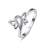 Lovely Silver Butterfly Zircon Ring Wedding Bands