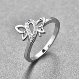 Lovely Silver Butterfly Zircon Ring Wedding Bands