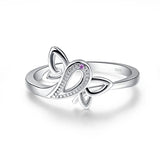 Lovely Silver Butterfly Zircon Ring Wedding Bands