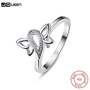 Lovely Silver Butterfly Zircon Ring Wedding Bands