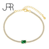 925 Silver Emerald Tennis Bracelet with Created Diamond