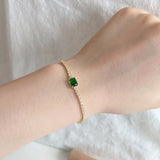 925 Silver Emerald Tennis Bracelet with Created Diamond