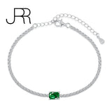 925 Silver Emerald Tennis Bracelet with Created Diamond