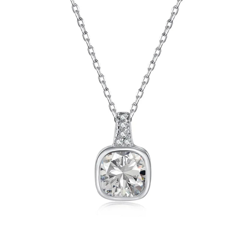 925 Silver 6*6MM Ruby Gemstone Pendant Necklace