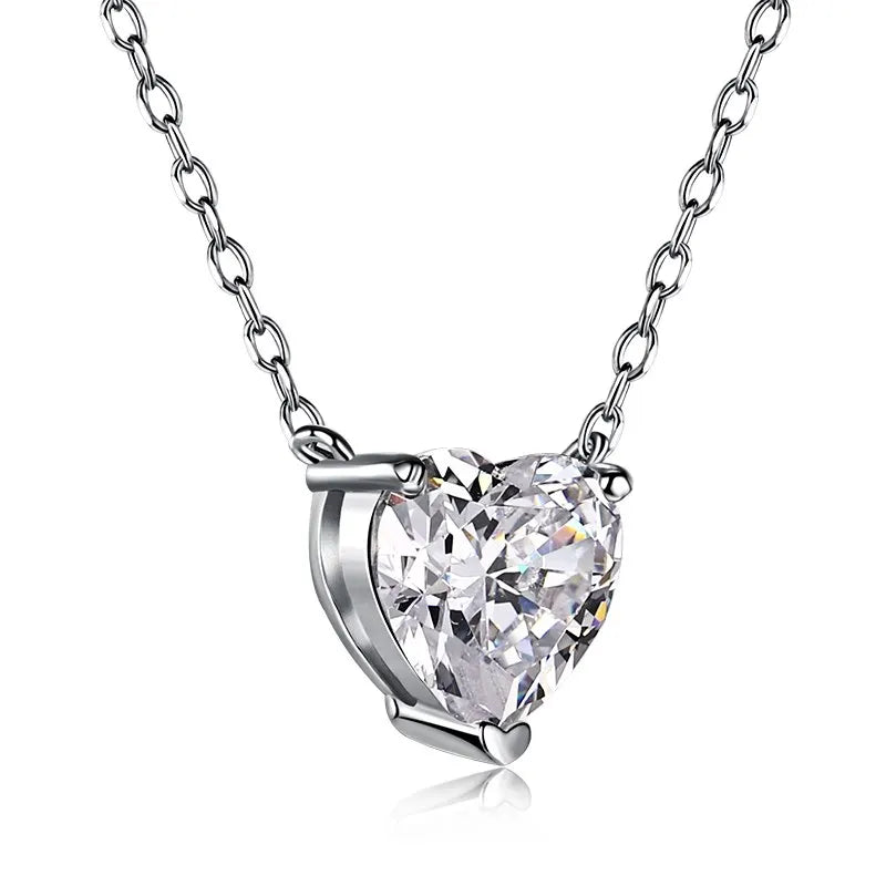 925 Silver Heart Cut Moissanite Wedding Pendent Necklace
